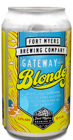 A can of fort nyers brewing company's gateway blonde.