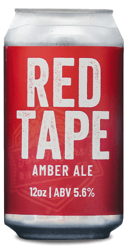 Red tape amber ale 12 oz can.