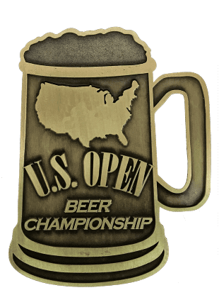 The us open beer championship logo on a mug.