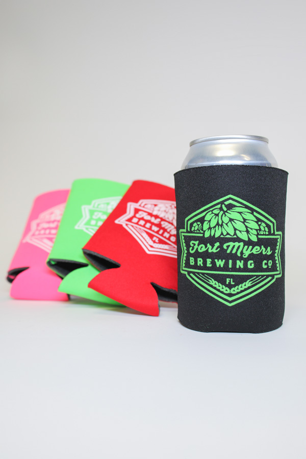 four can koozies with the logo of mountain brewing co.