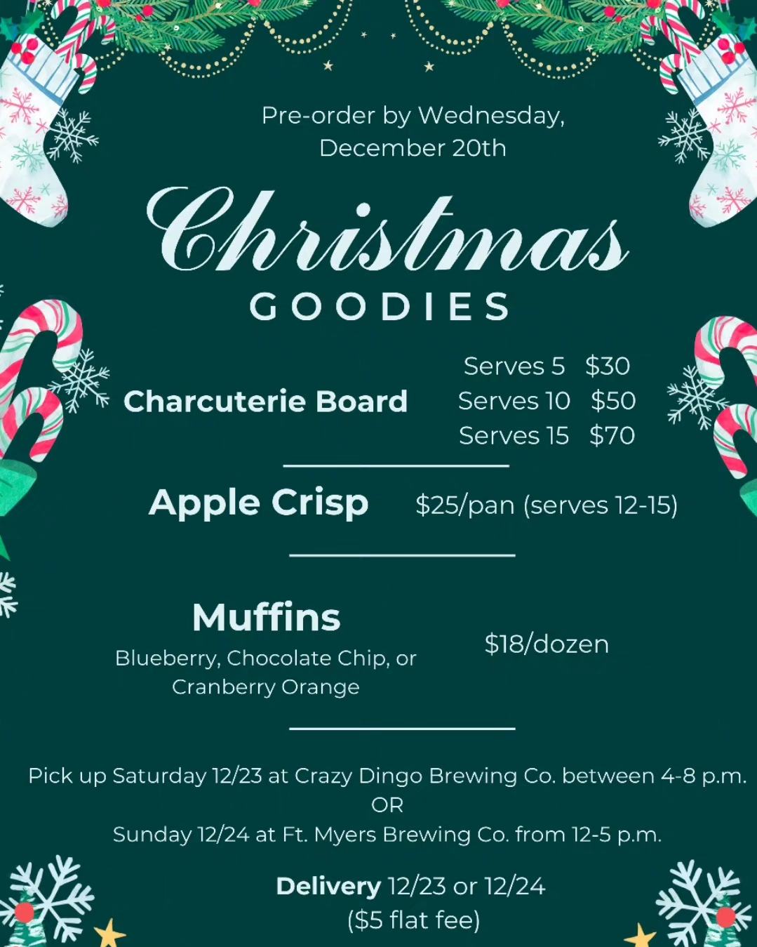 a flyer for christmas goodies.